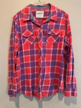 Arizona Jean Company Pink & Purple Plaid Button-Up Shirt